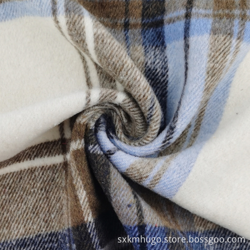 CVC Polyester Cotton Flannel Check Twill Shirt Fabric